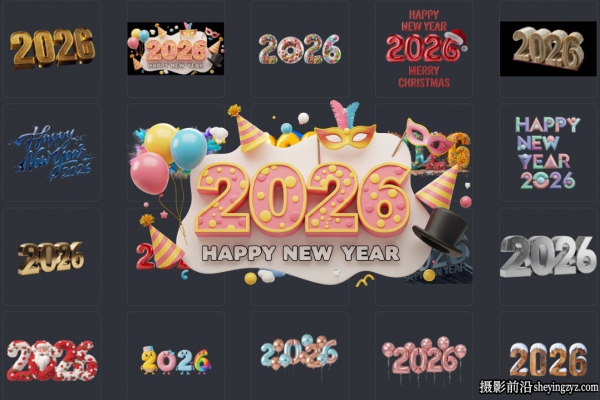2026字体设计圣诞节字体30张PNG透明免扣素材