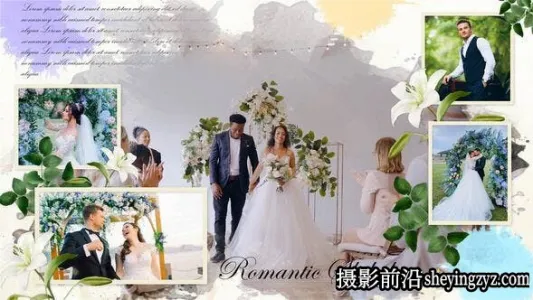 AE模板-婚礼照片相册视频片头模板 Ink Wedding Slideshow