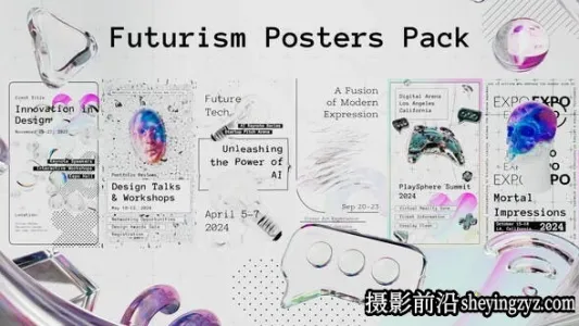 AE模板-赛博朋克元素竖屏海报动画模板 Futuristism Poster Pack