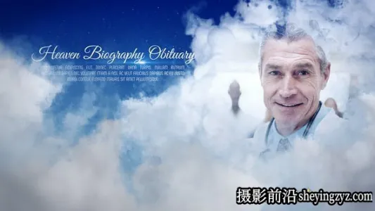 AE模板-天空云层照片相册片头模板- Heaven Biography Obituary