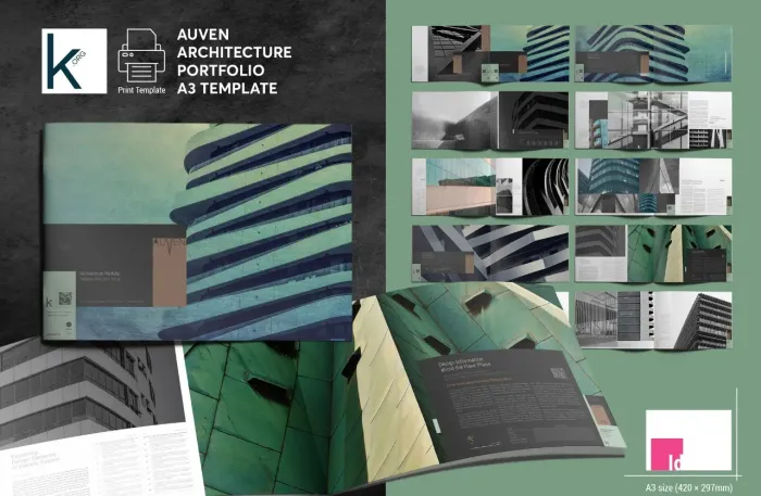 房地产建筑作品集排版设计A3模板InDesign模板