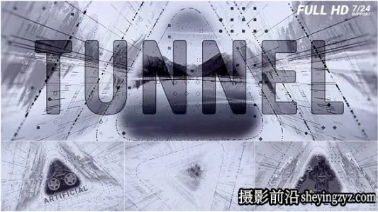 AE片头模版-三角形隧道科技感视频片头模板- Tunnel