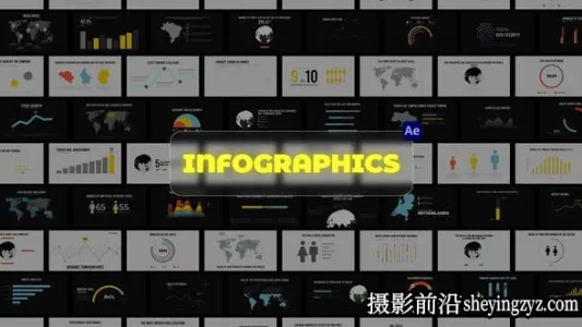 AE模板-扁平化数据图表柱状图饼状图动画 Infographics