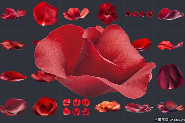 36种红玫瑰郁金香天竺葵和莲花特写花瓣 36xPNG