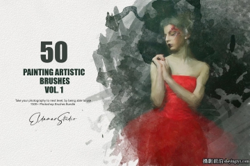 50种CG绘画水彩艺术绘画PS笔刷素材第一卷