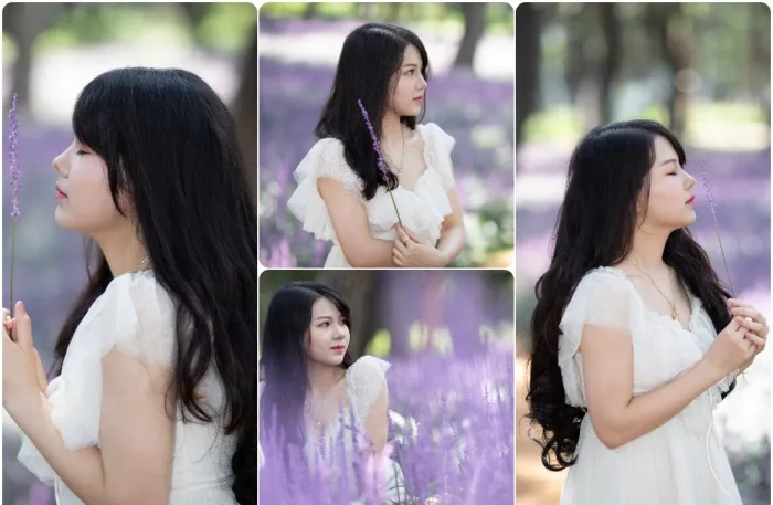 户外薰衣草美女写真人像摄影RAW原图练习素材21张