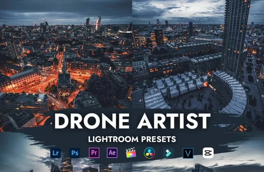 无人机城市航拍风光摄影调色LR预设及LUT预设DRONE ARTIST PRESETS