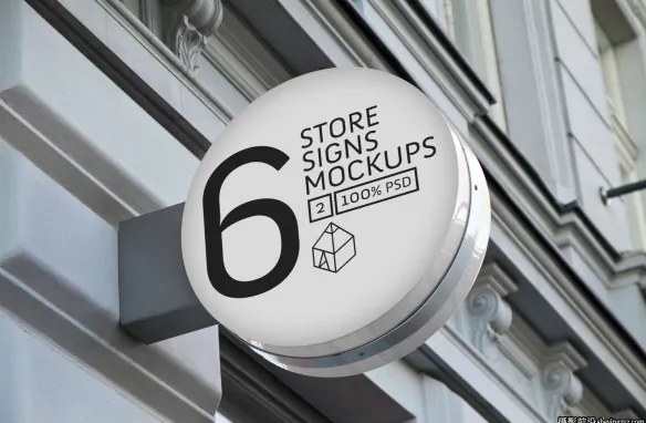 6个街头商店标志标牌广告牌样机模板