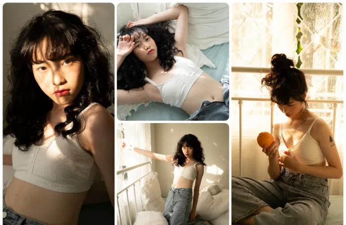 室内自然光美女人像写真RAW练习素材-索尼ARW格式9张