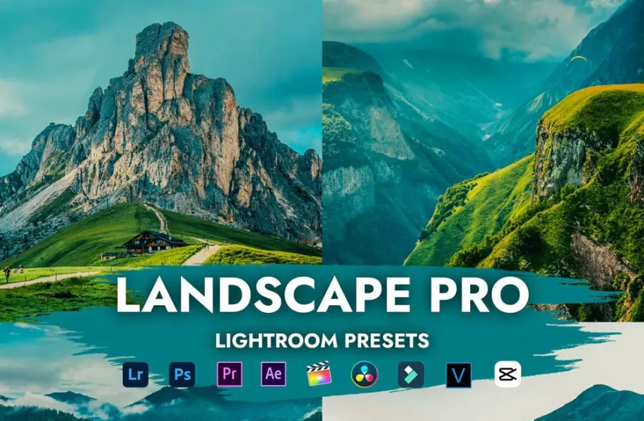 无人机航拍风光大片调色LR预设及LUT预设LANDSCAPE PRO PRESETS