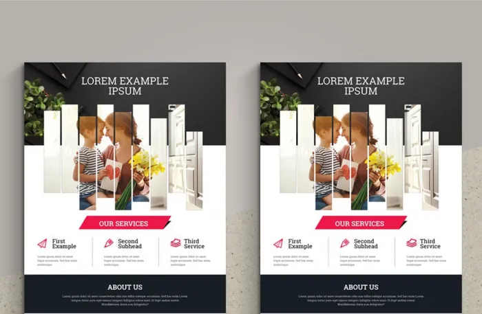 洋红色的公司传单排版布局InDesign模板