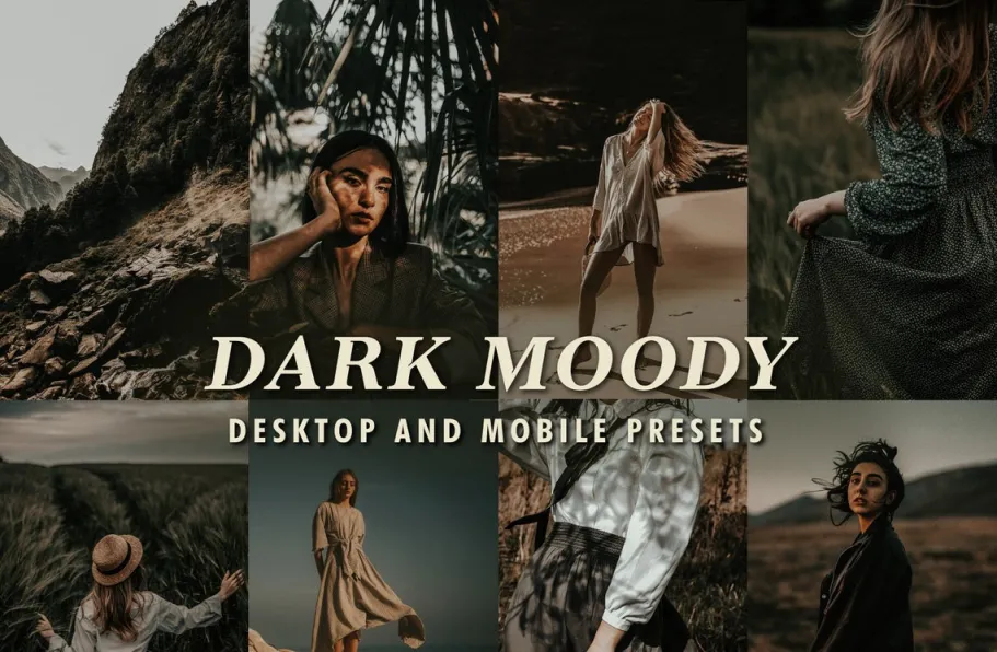 黑暗电影情绪人像LR预设手机调色滤镜 Dark Moody Lightroom Presets