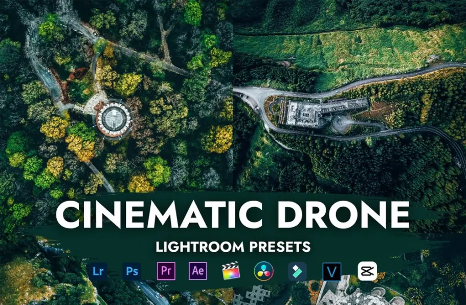 电影风光无人机航拍LR预设级LUT预设 CINEMATIC DRONE PRESETS