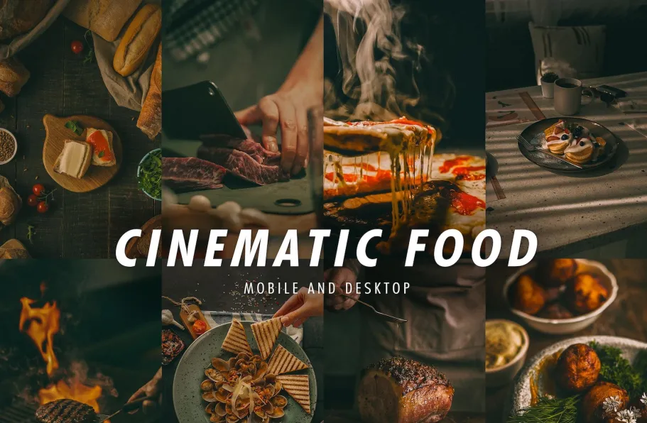15种电影美食胶片调色LR预设手机版LR预设 Cinematic Food Presets