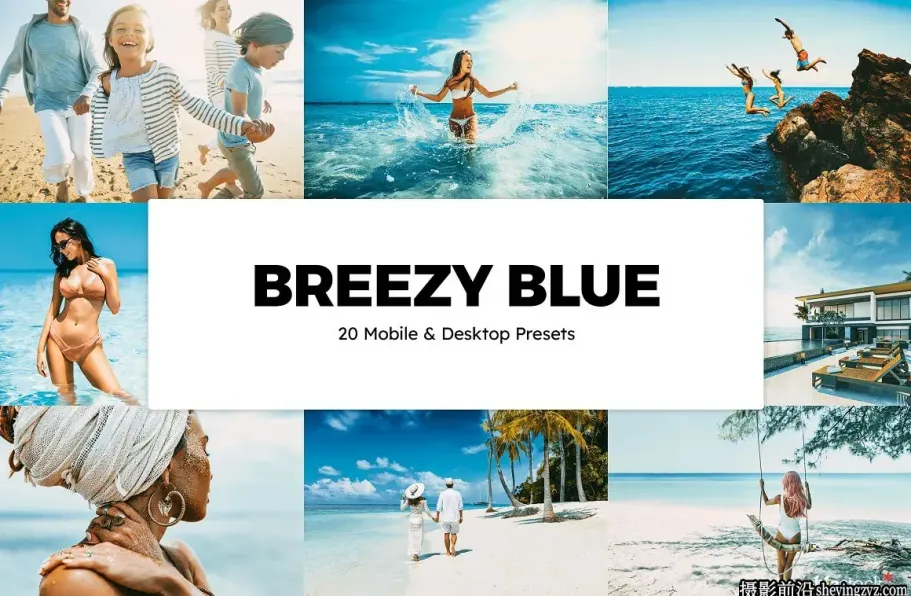 夏季海景蓝调电影调色LR预设LUT预设 Breezy Blue Presets & LUTs