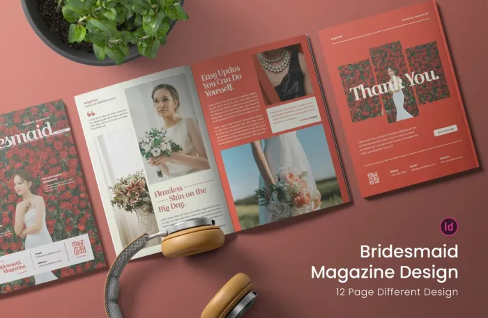 婚礼必备伴娘杂志排版布局InDesign模板