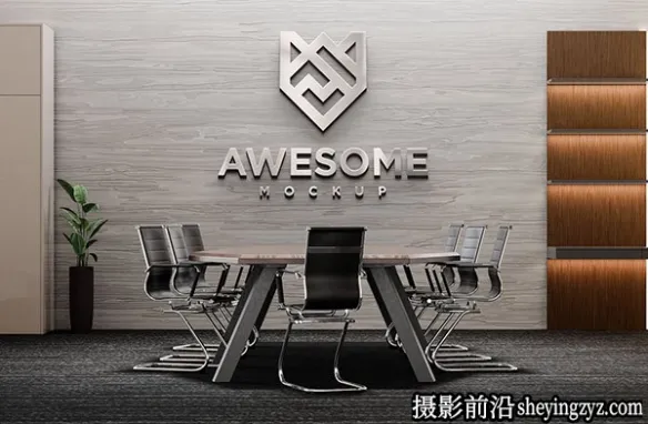 办公室工作室logo标志样机,标志样机