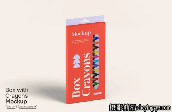 带蜡笔样机的盒子,产品盒子样机模型