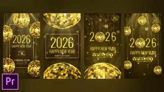 PR模板-社交媒体竖版INS2026新年片头模板 VH-61052513