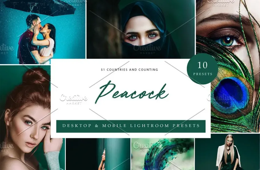 免费lr预设-蓝绿调人像调色LR预设 Lightroom Presets Peacock