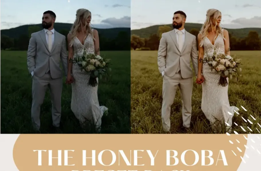 温暖金色奶油质地完美婚礼LR预设 Cassidy Lynne Honey Boba Preset