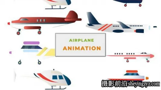 AE模版-扁平化卡通飞机MG动画AE模板- Airplane Animation