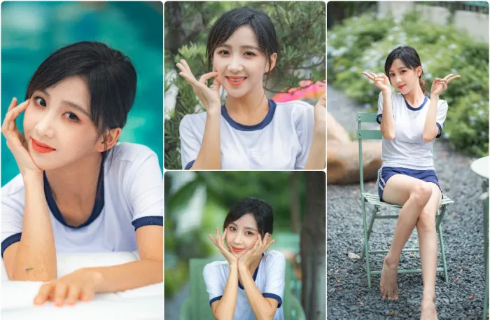 泳池清新美女写真人像摄影RAW原图练习素材32张