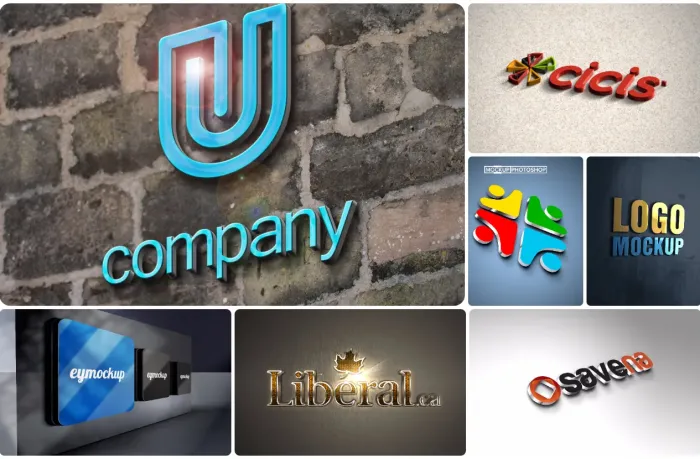 24个超棒的3D标志LOGO样机与文字效果 PSD模型