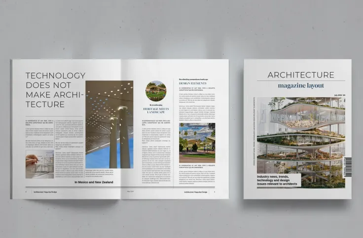 酷炫建筑杂志版面排版设计InDesign模板