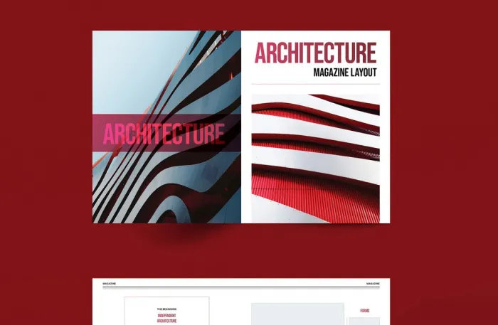 建筑设计杂志版式排版布局InDesign模板