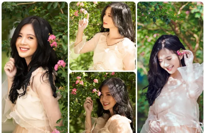 花间美少女半身人像写真摄影RAW原图素材8张