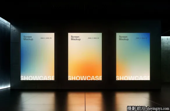 画廊屏幕样机,画廊展示样机模型