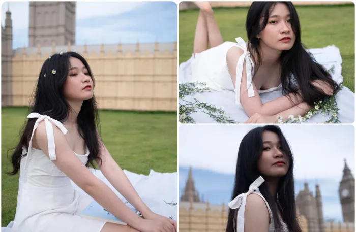 户外清新长发小美女摄影免费RAW原图修图练习素材4张