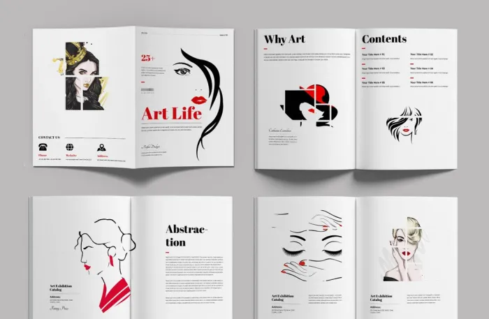 艺术展览模板目录设计布局InDesign模板