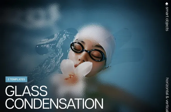 玻璃雾气冷凝光效应照片效果PSD模板  Glass Condensation Photo Effect