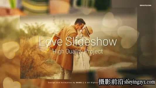 AE模板-爱浪漫心照片相册片头模板 Love Slideshow