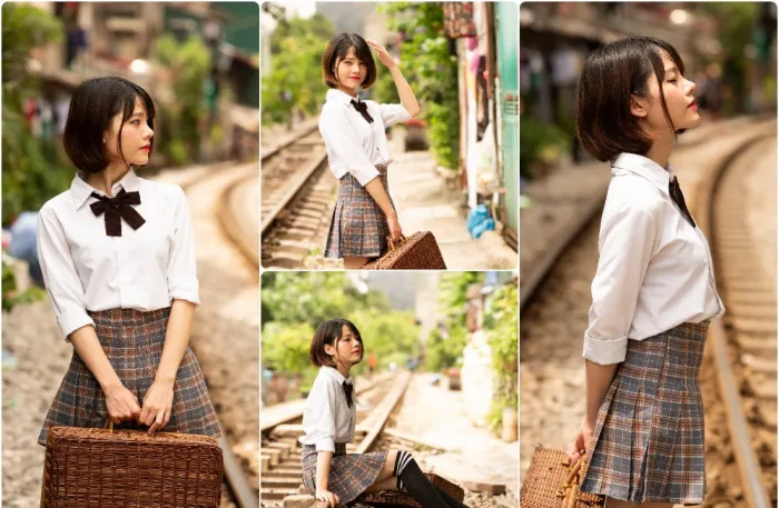 制服美女写真人像摄影RAW原图练习素材8张