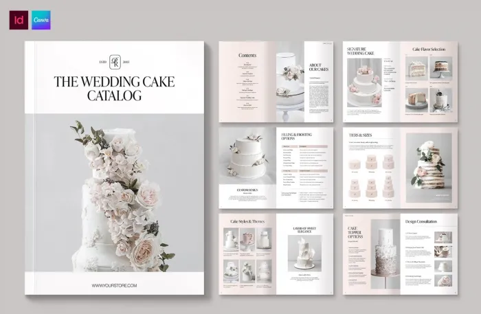 婚礼策划师婚礼蛋糕目录排版设计InDesign模板