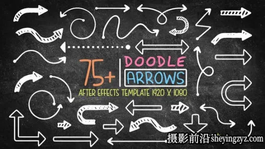 AE模板-卡通手绘涂鸦箭头动画模板- 75 Doodle Arrow Pack