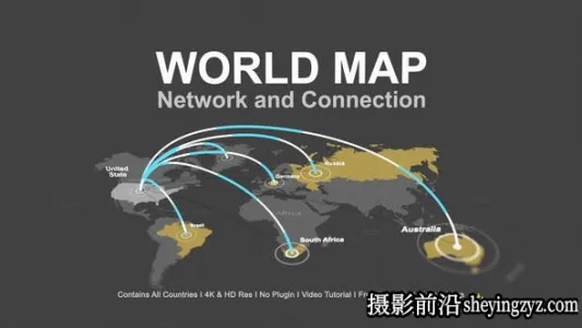 AE模板-三维地图连线动画模板- World Map Network Connectio