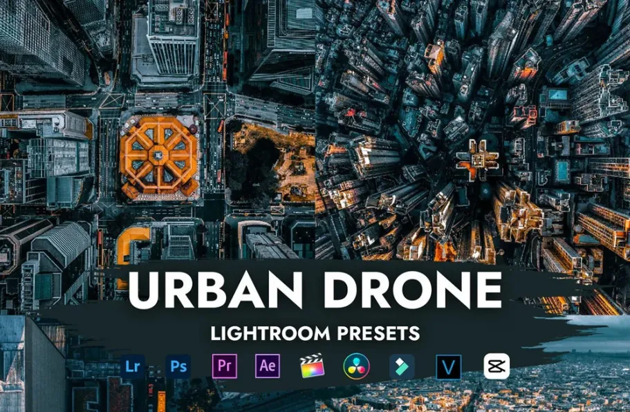城市无人机航拍黑金电影风光LR预设及LUT预设 URBAN DRONE PRESETS