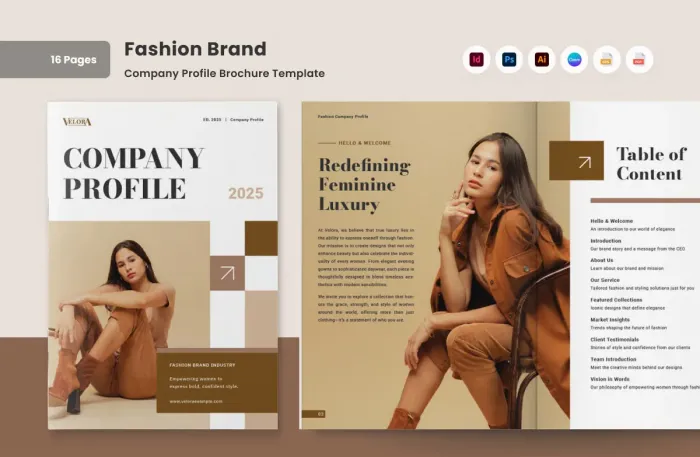 优雅时尚品牌公司简介宣传册InDesign模板
