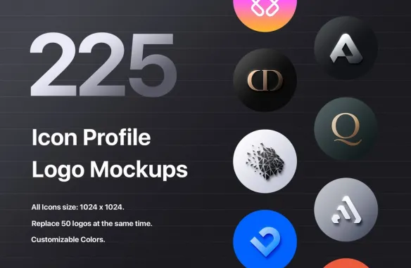 225种Icon图标简介LOGO标志样机模型大合集