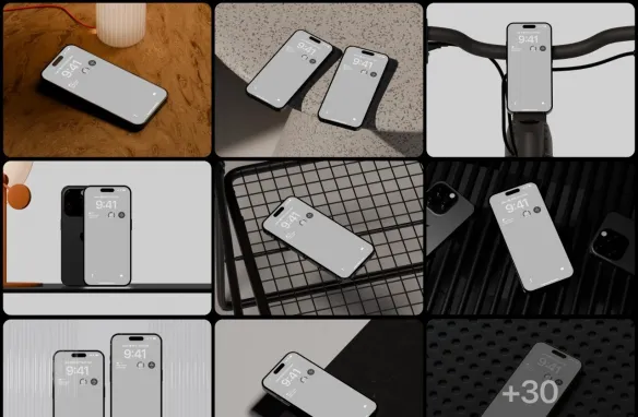 30个独特创意场景iPhone 16 Pro 样机模型包