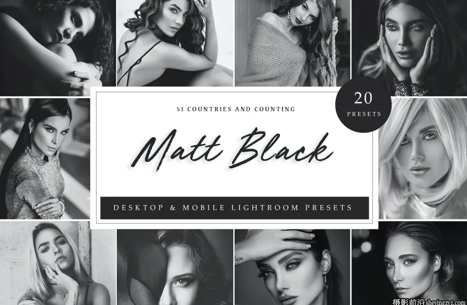 磨砂黑白胶片LR预设及手机LR预设Matt Black Lightroom Presets