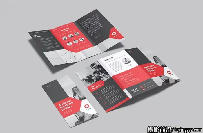 现代红色商业折页排版InDesign模板