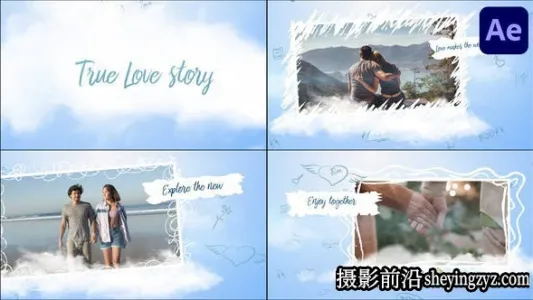 AE模板下载-照片相册浪漫爱情视频片头模板- True Love Story