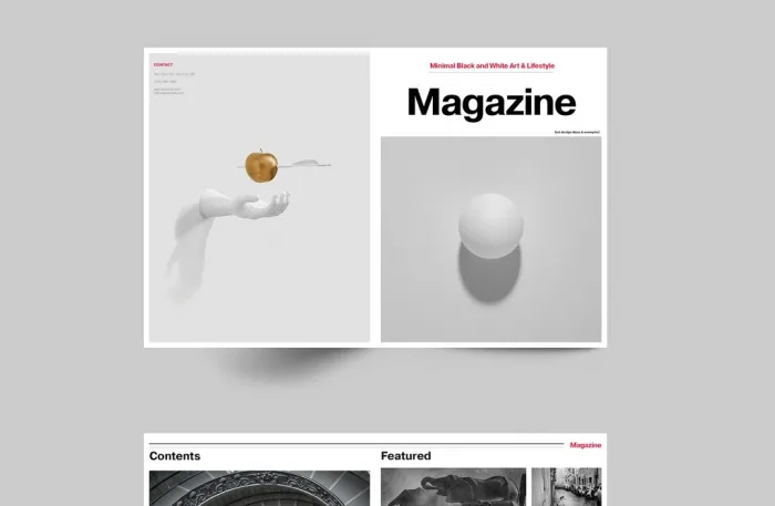 带有红色线条杂志布局InDesign模板