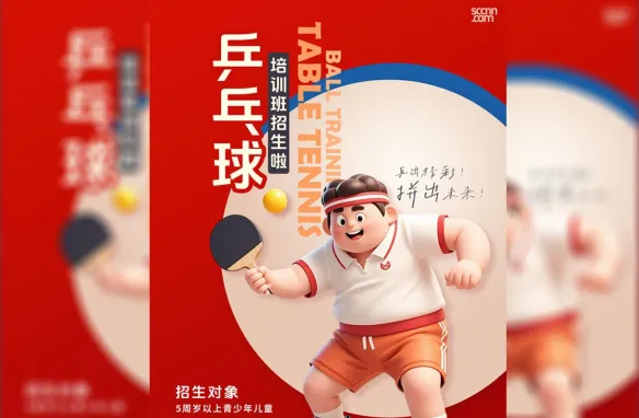 乒乓球培训班招生海报PSD素材