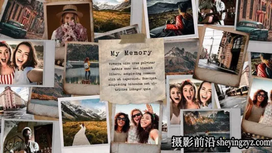 AE模板- 老照片相册回忆片头模板 Polaroid Scrapbook Video Collag.